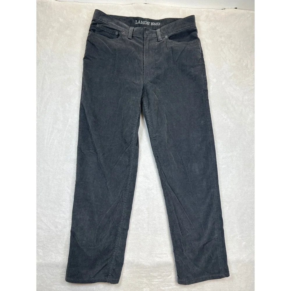 Lands' End Pants Mens 33x29 Gray Corduroy Traditional Fit